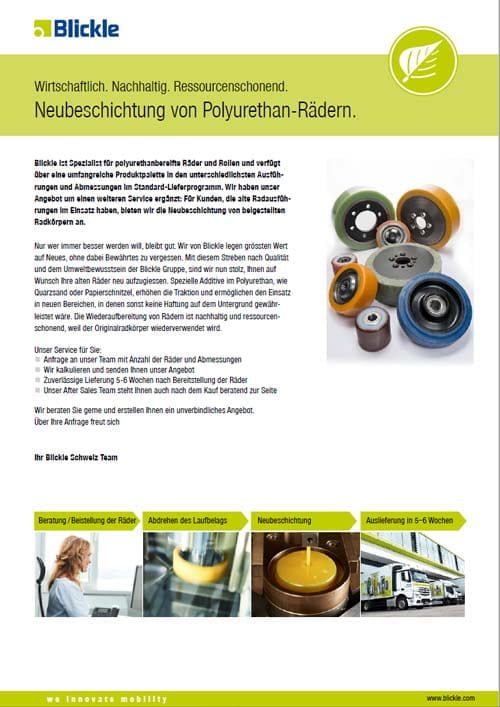 Produktdatenblatt Neubeschichtung Polyurethan-Räder